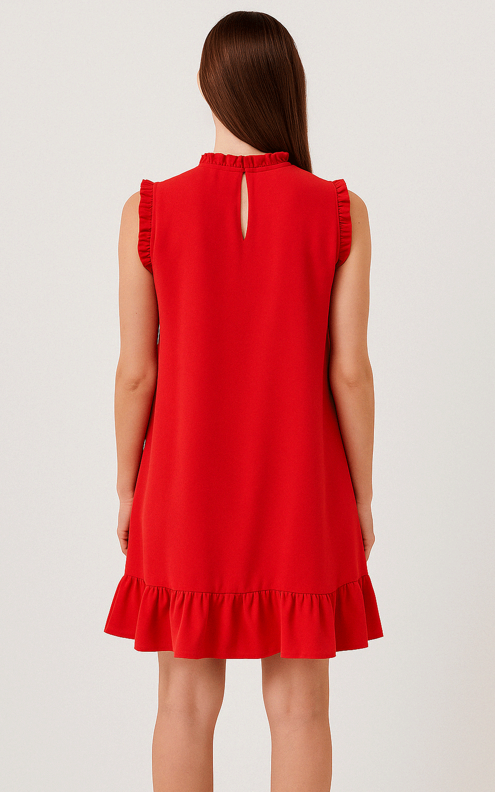 Red hot - crepe embroidered dress.