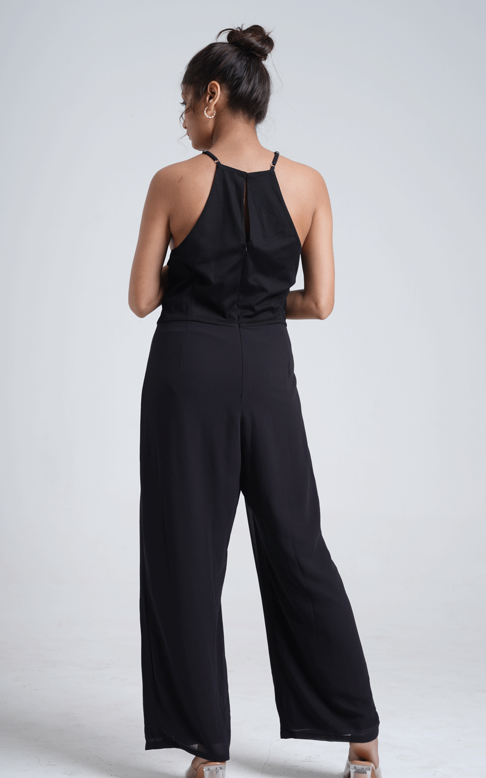 Halterneck hand embroidered party jumpsuit