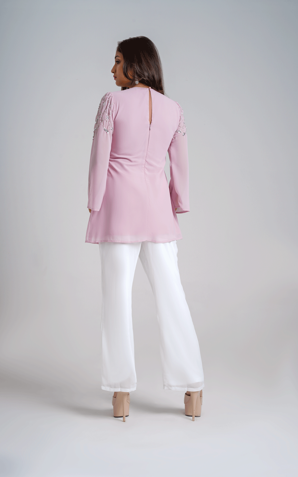 Ensemble-purple white Embroidered co-ord set