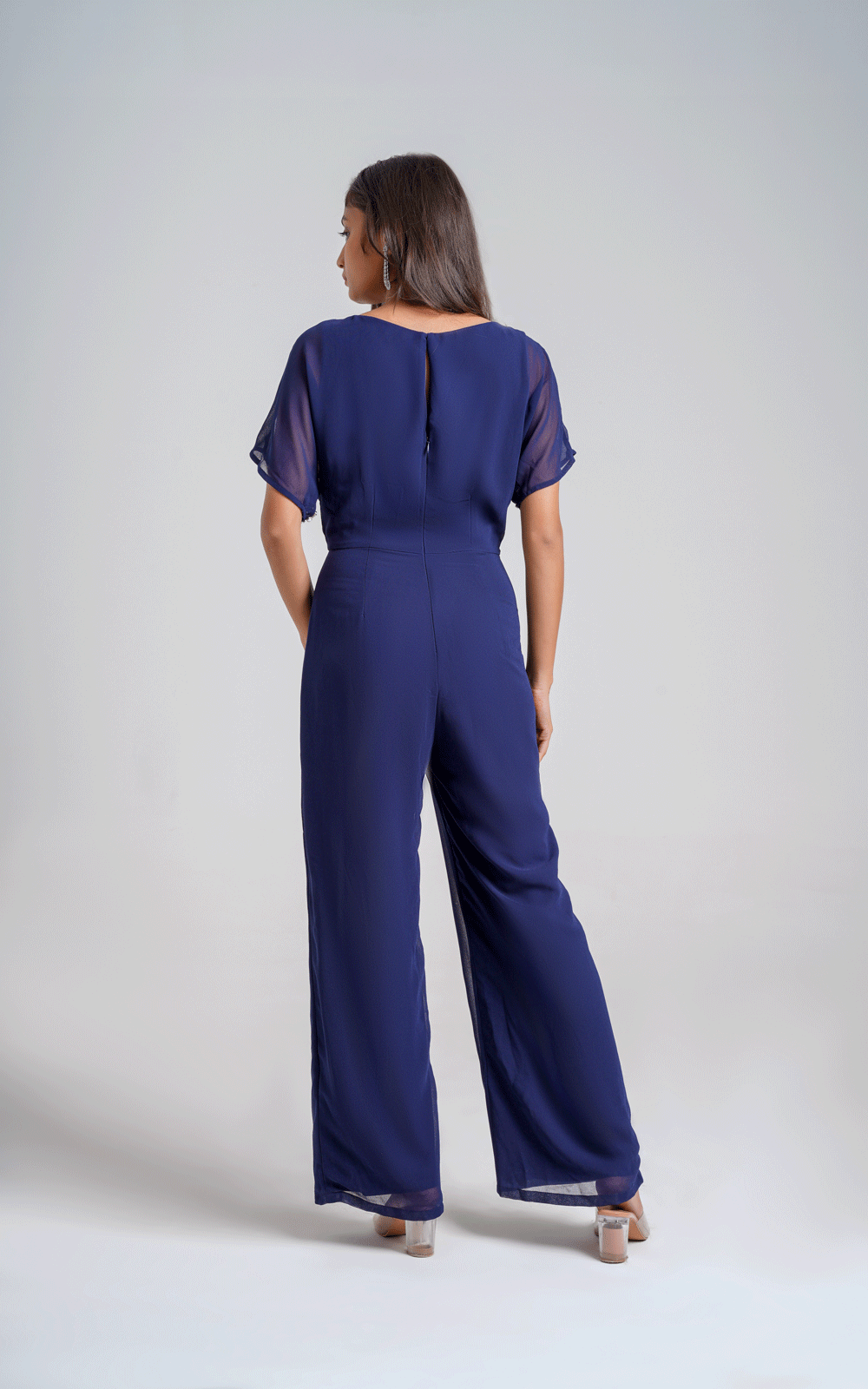 Navy stones embellished jumpsuit