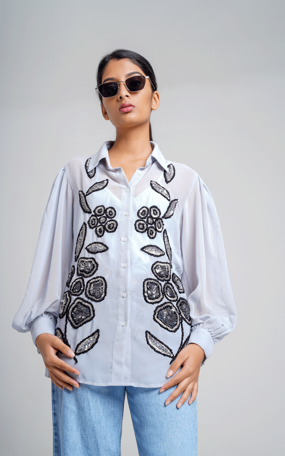 Embroidered party wear shirt