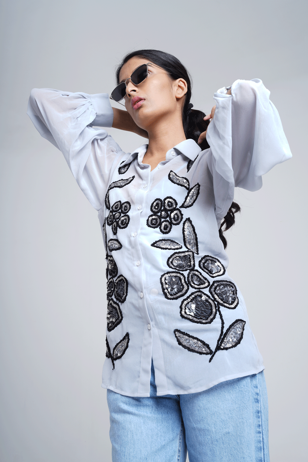Embroidered party wear shirt
