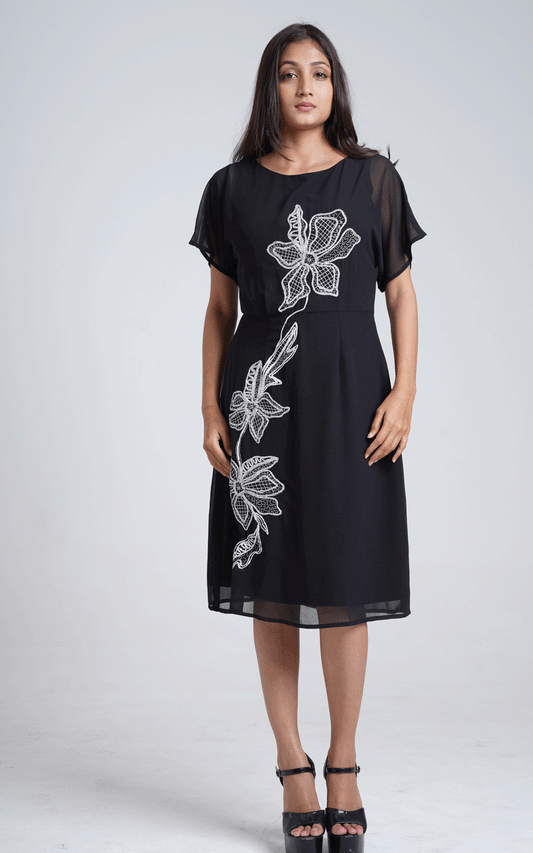 Dazzle -Dori floral Embroidered casual/ party wear dress