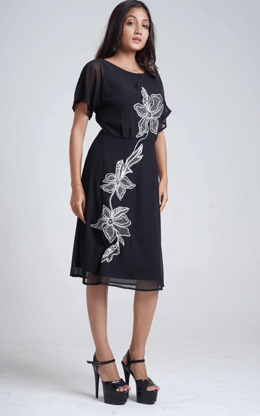 Dazzle -Dori floral Embroidered casual/ party wear dress
