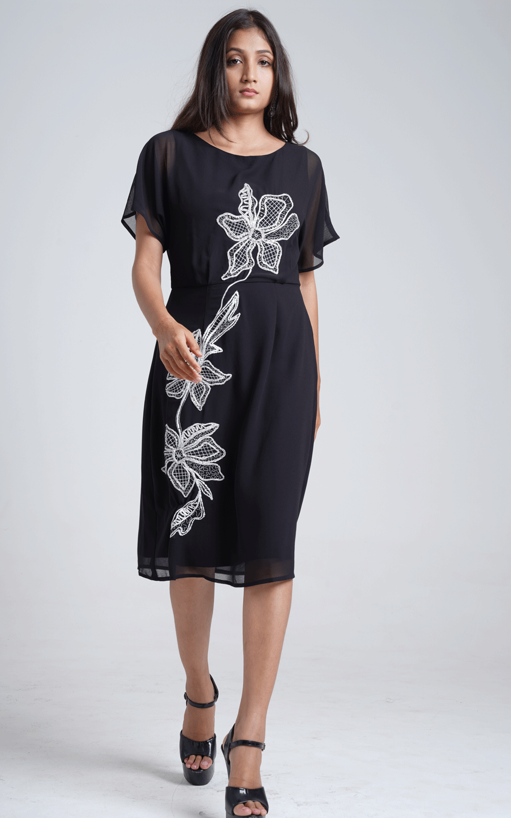Dori floral Embroidered casual/ party wear dress