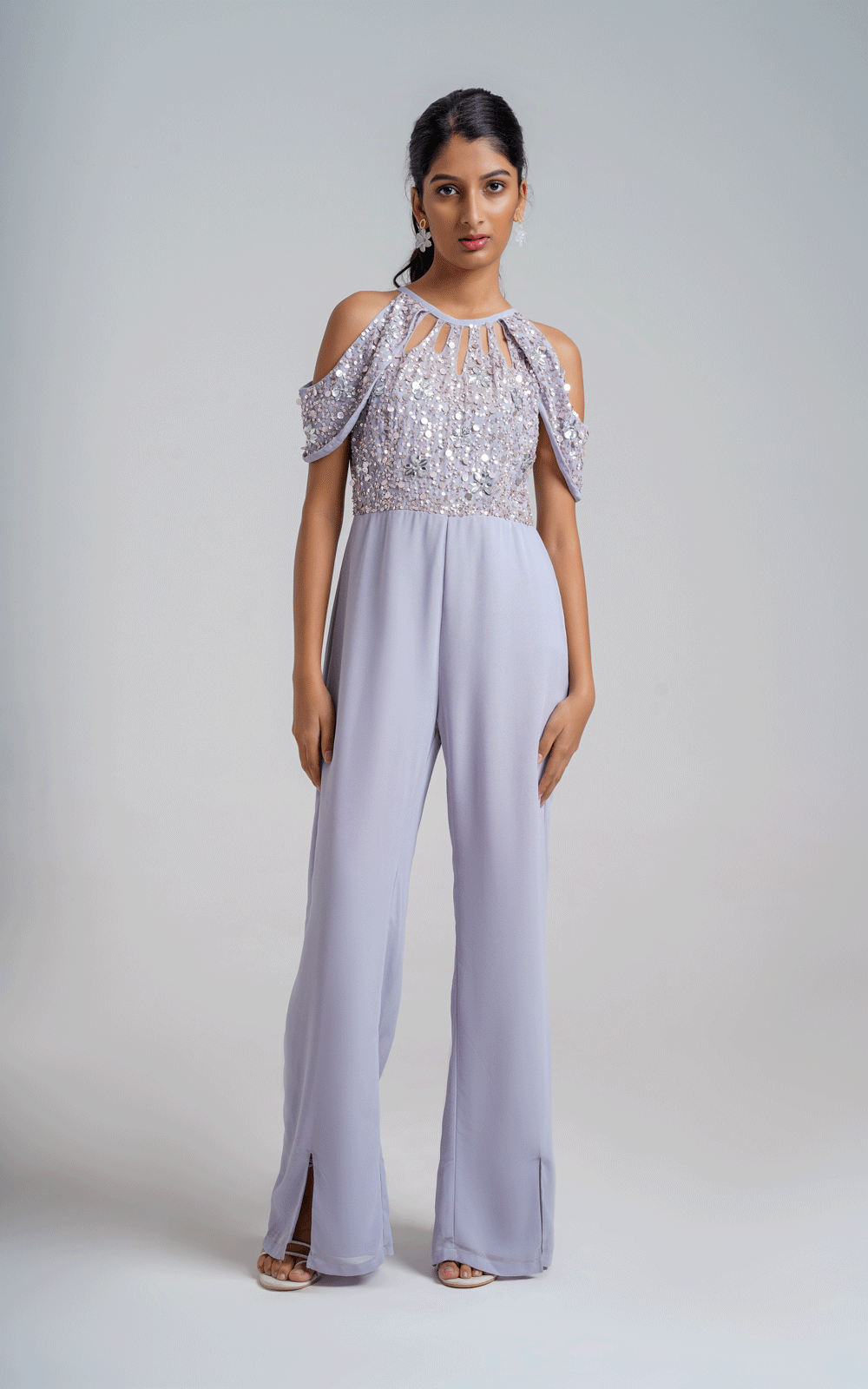 Embellished party wear keyhole jumpsuit