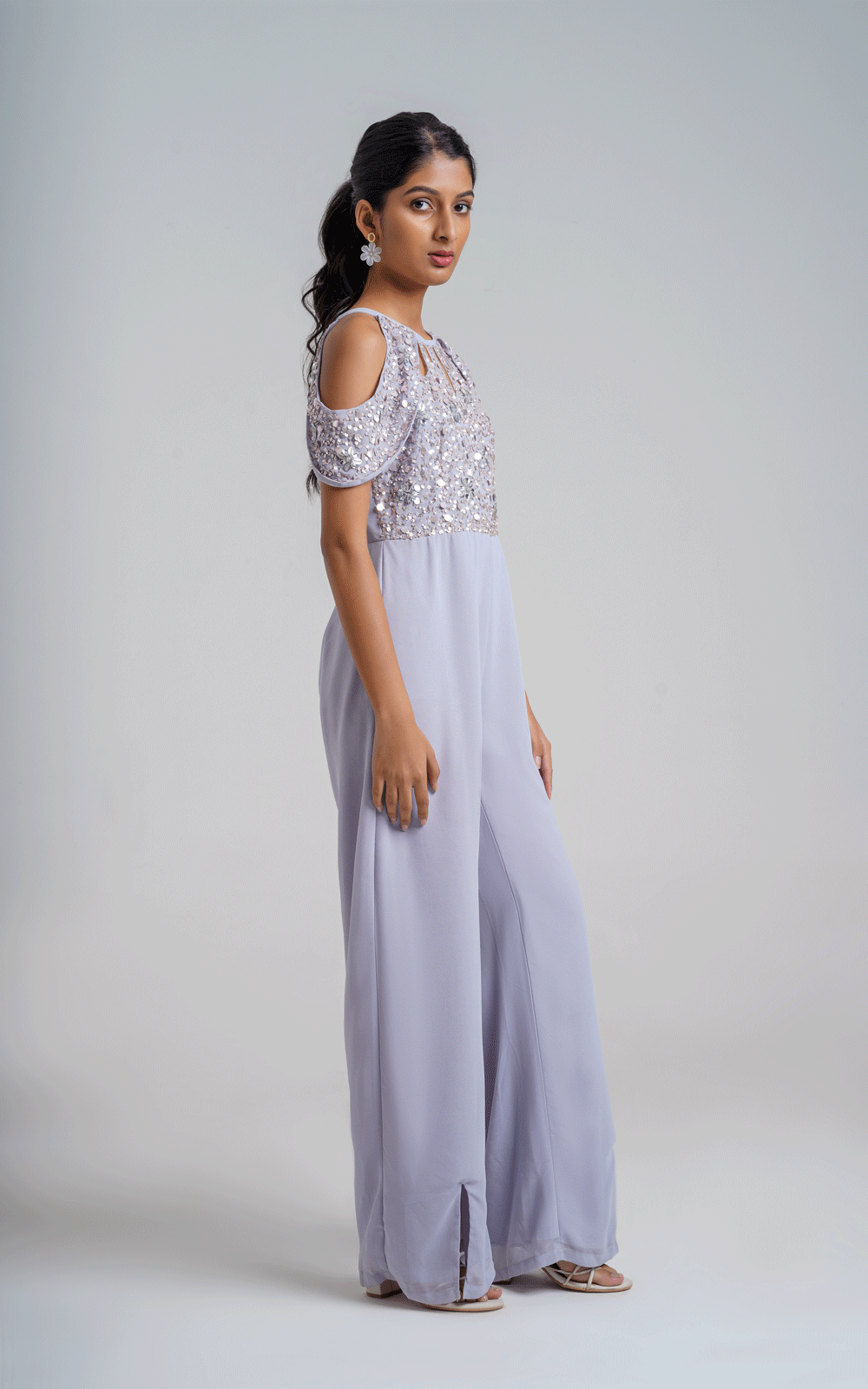 Embellished party wear keyhole jumpsuit