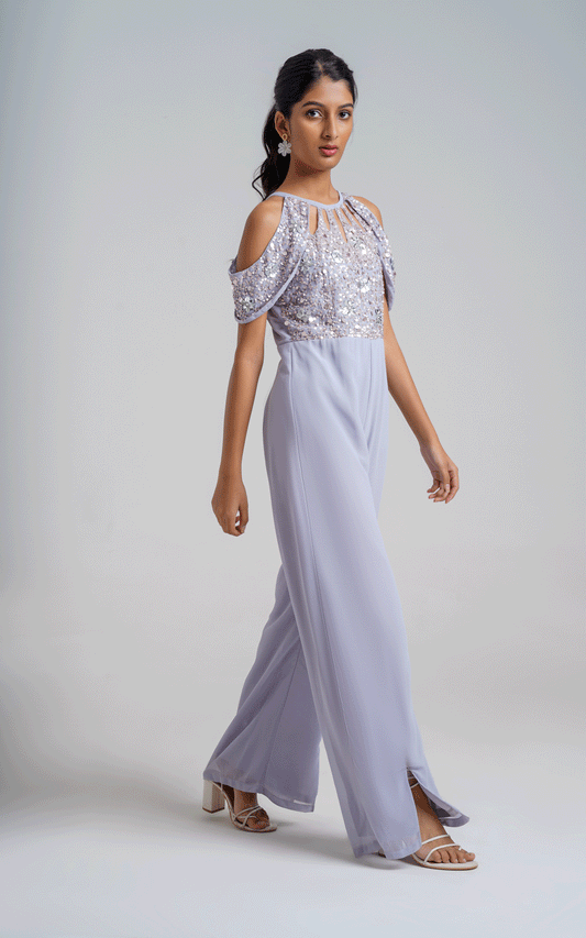 Embellished party wear keyhole jumpsuit