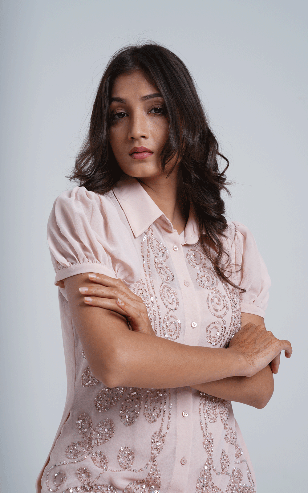 Misty rose embroidered party shirt dress