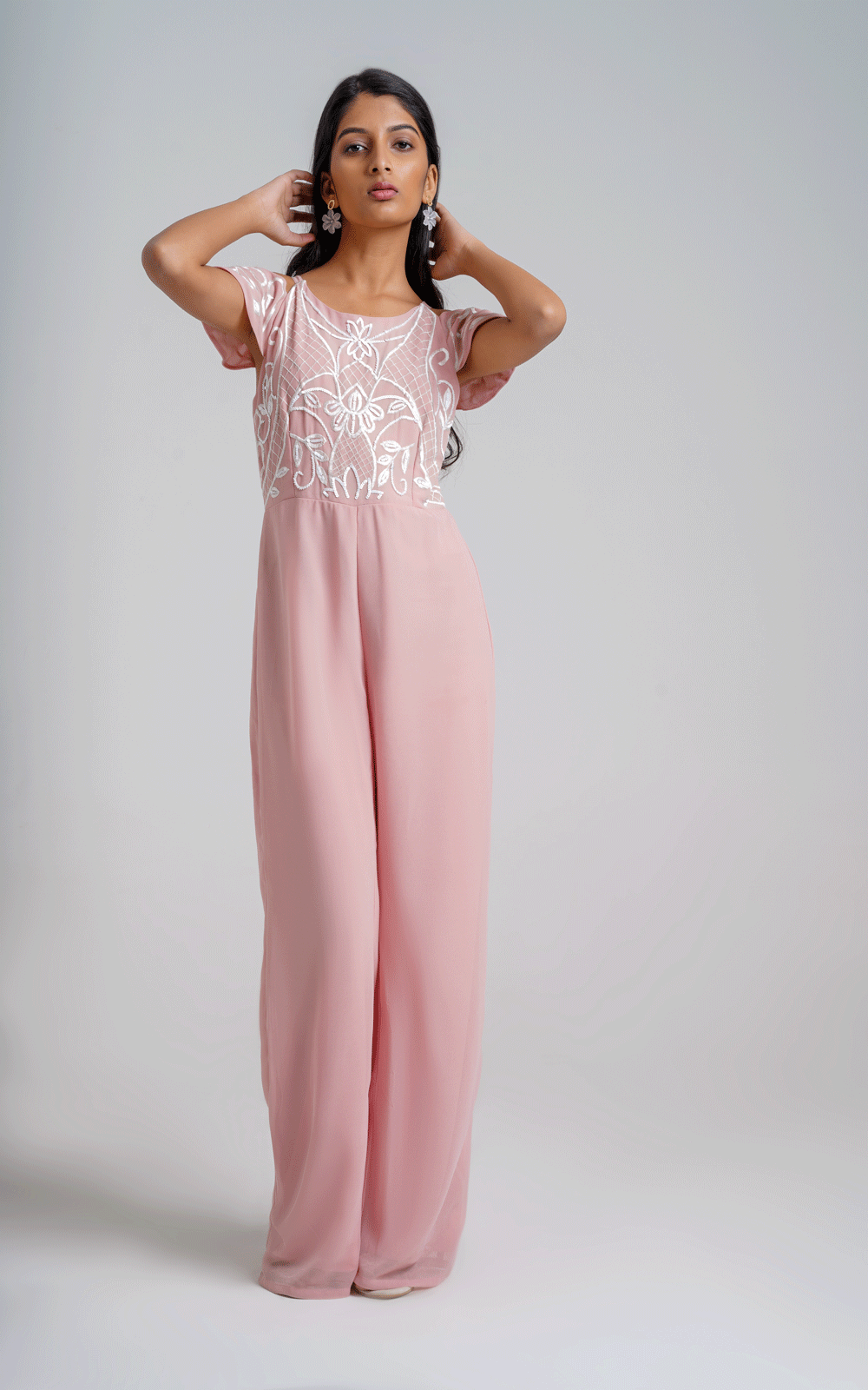 Peach embroidered Jumpsuit