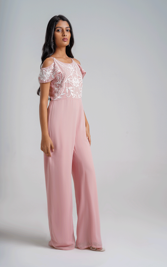 Peach embroidered Jumpsuit