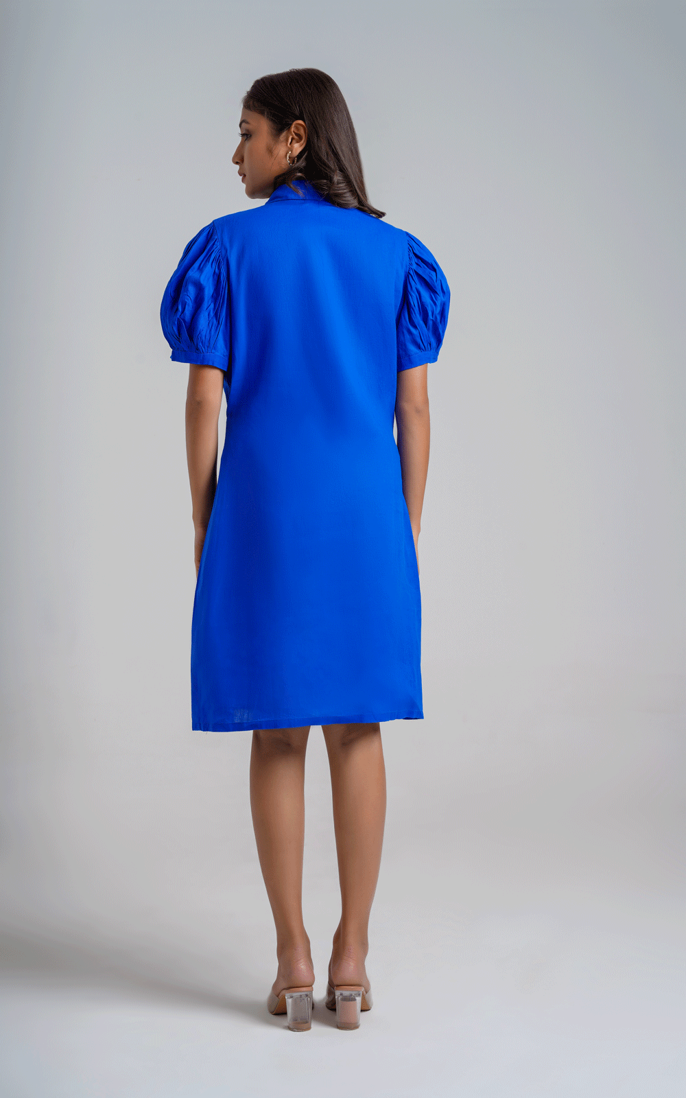 Bedazzled- cotton crystal stones embellished shirt dress