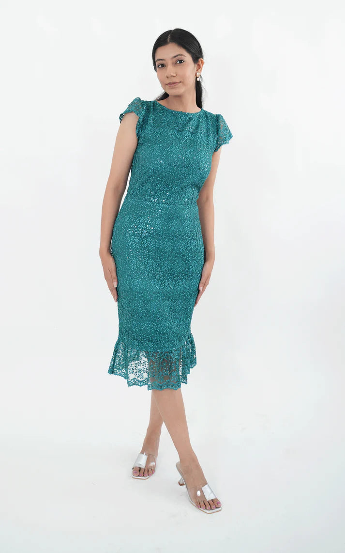 Green lace dress