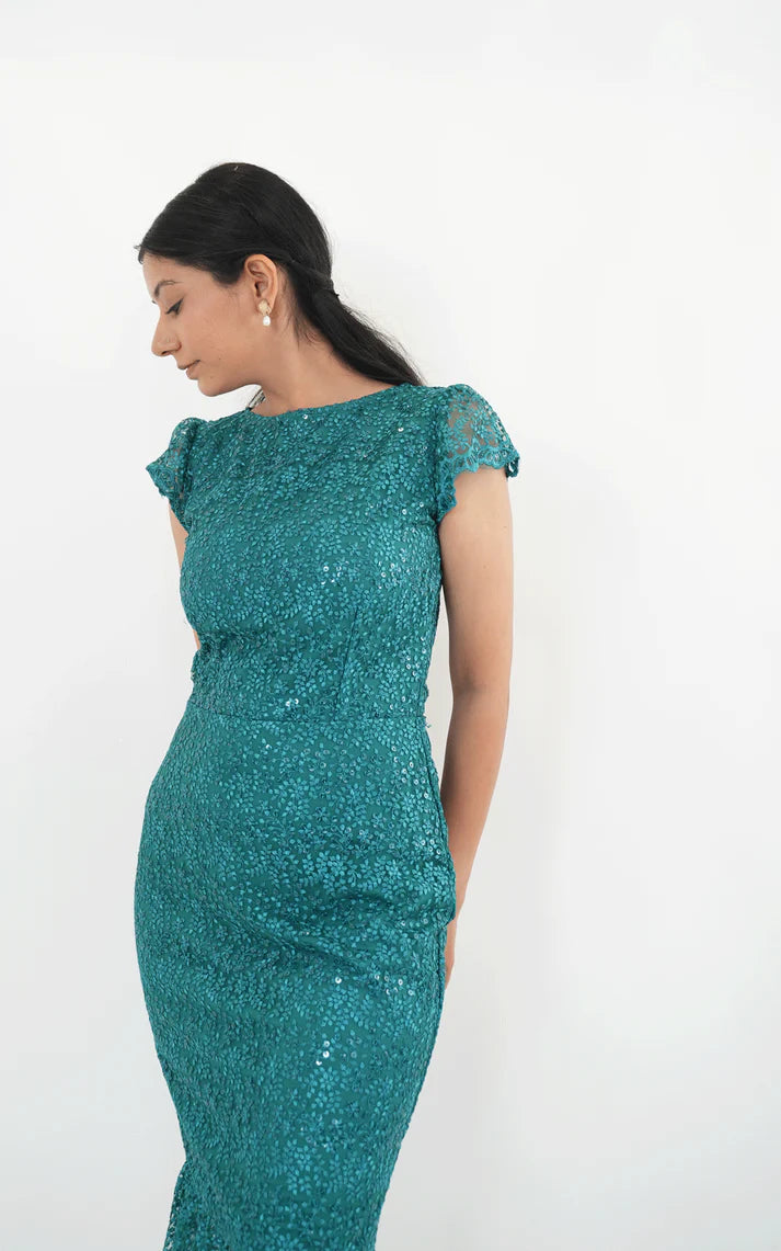 Green lace dress