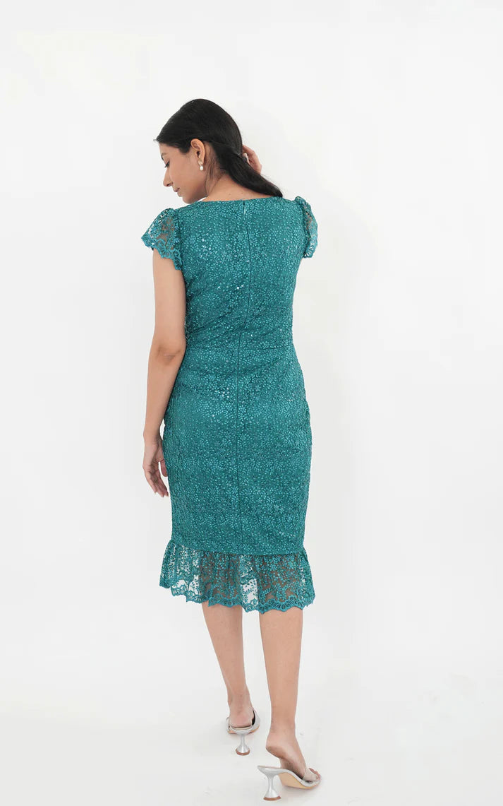 Green lace dress