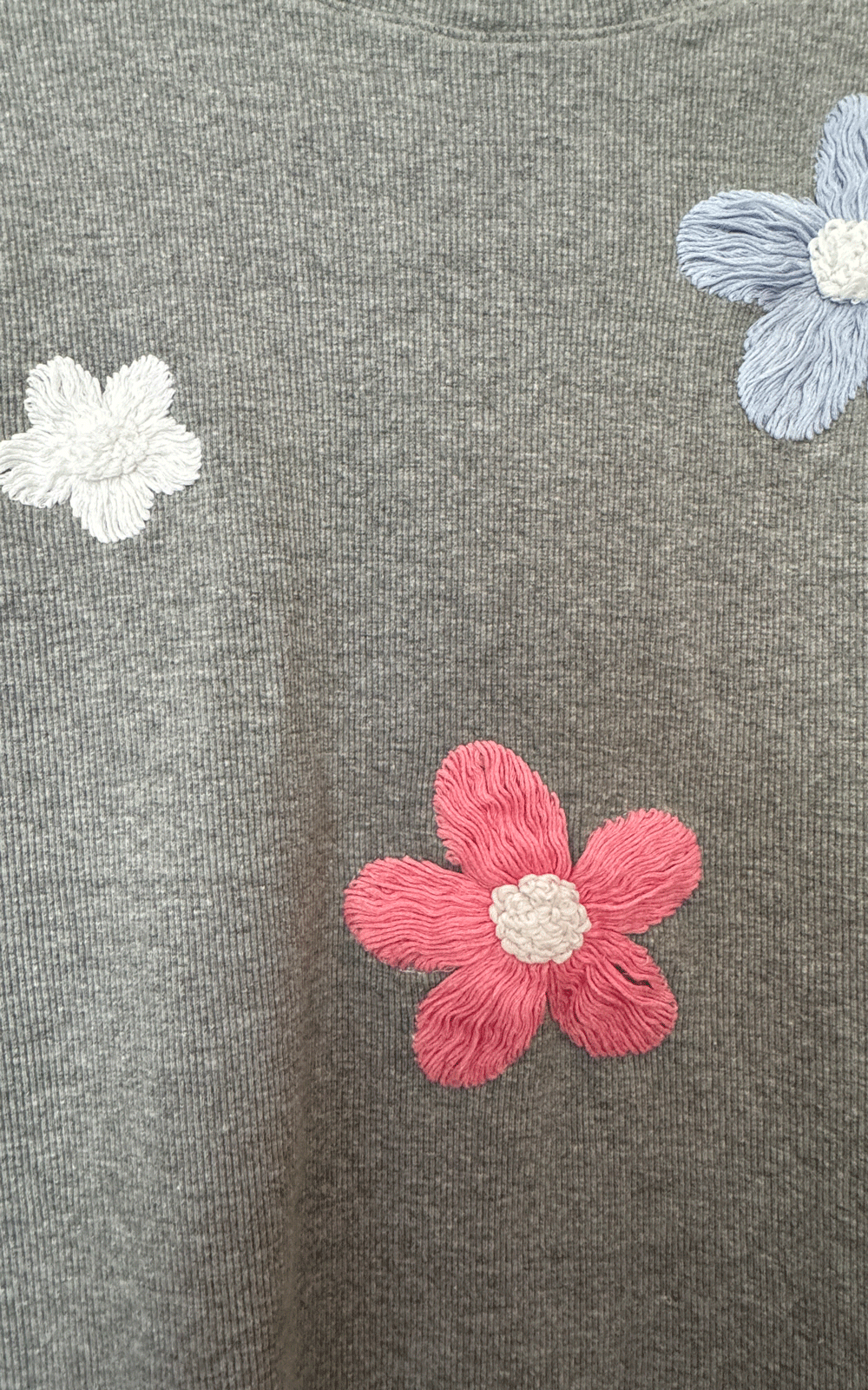 Ribbed thread embroidered sweater