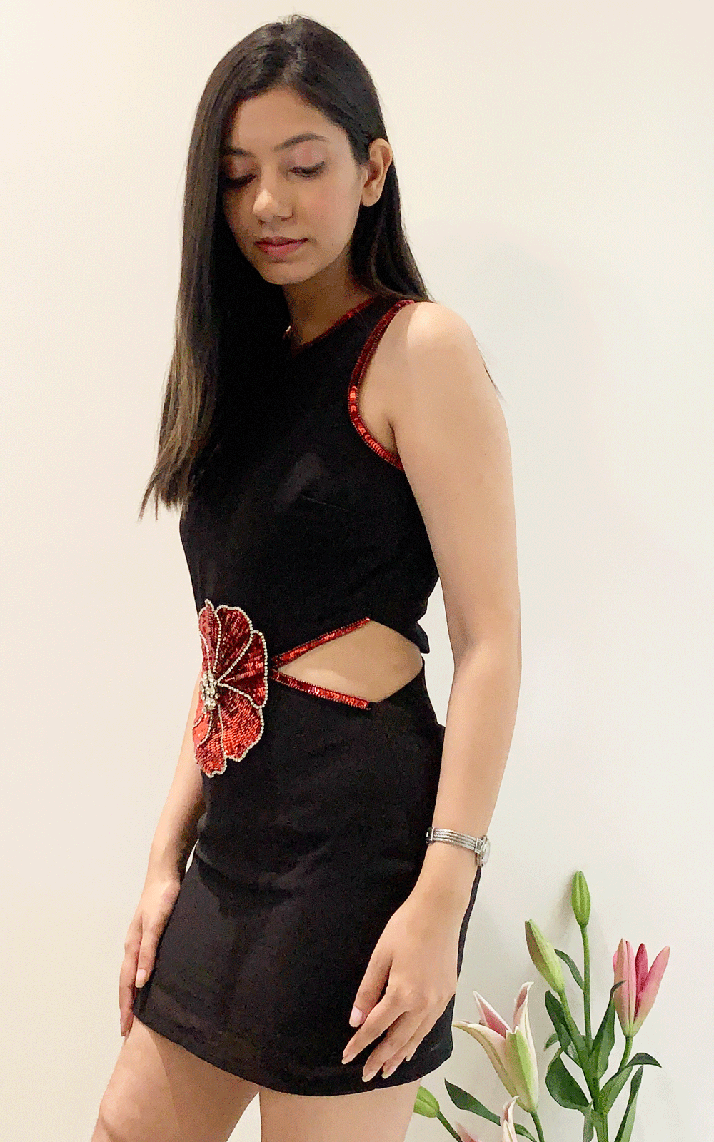 Side cut embellished dress