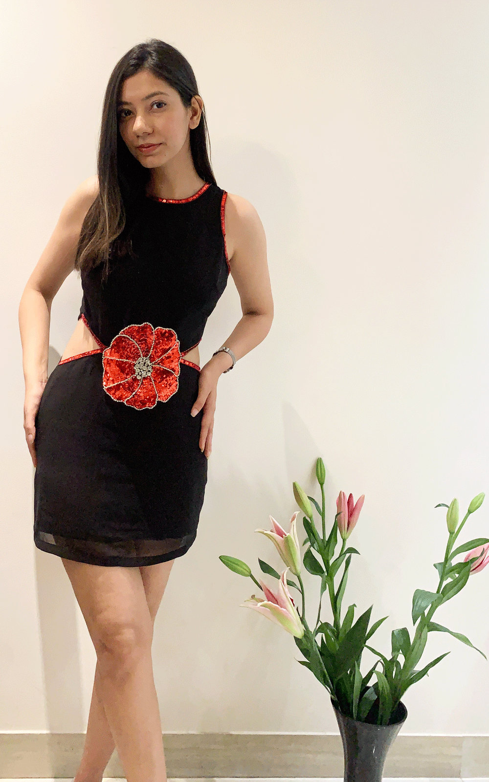 Side cut embellished dress