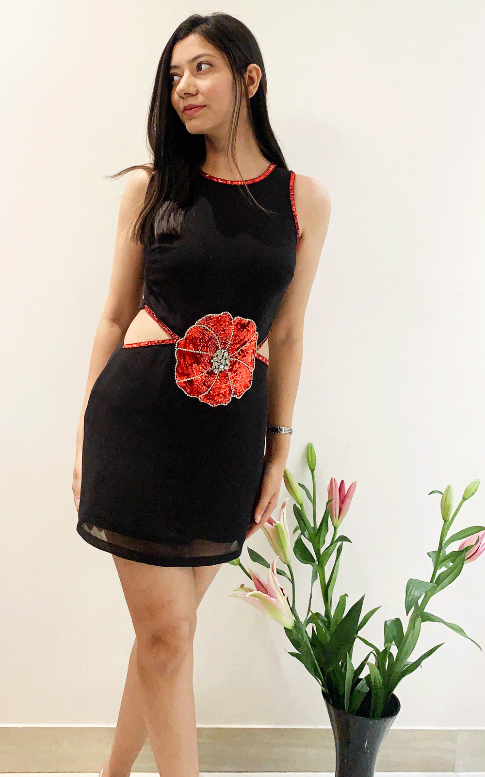 Side cut embellished dress