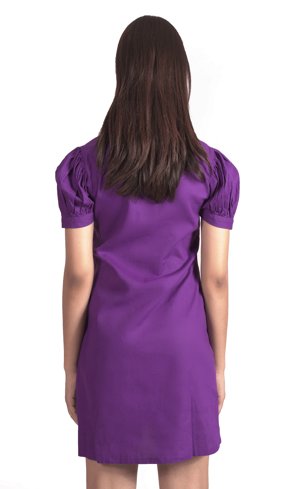 Purple cotton stones embellished shirt dress