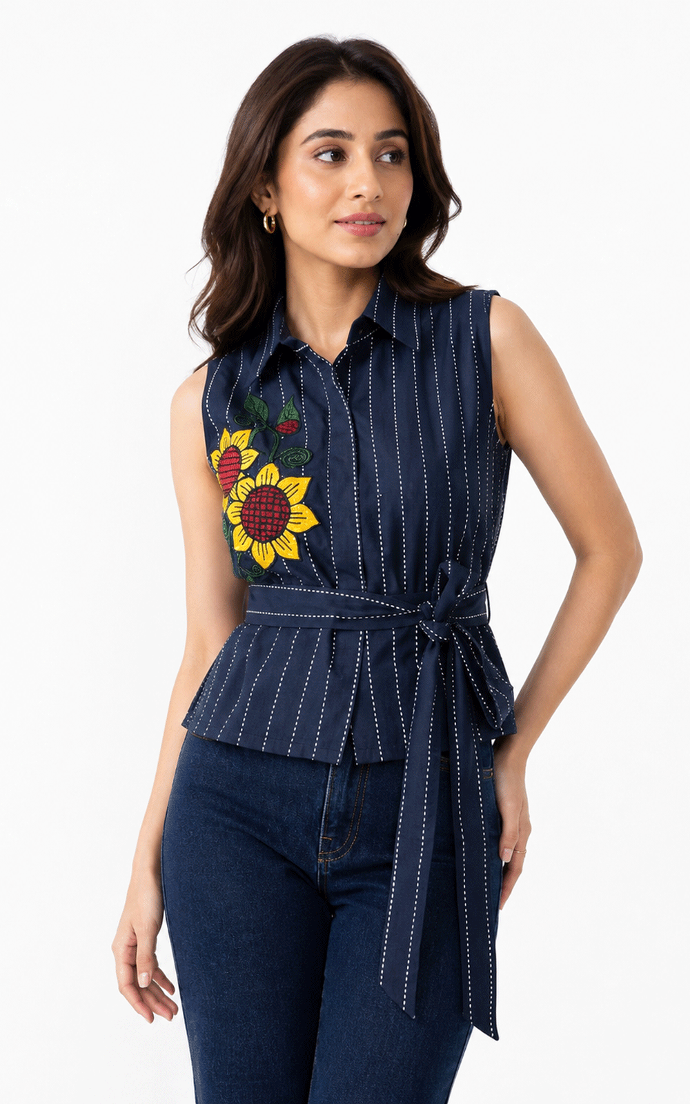 Peplum embroidered shirt