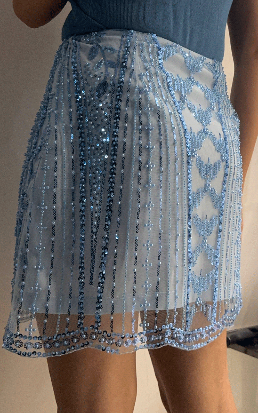 Sapphire Gleam-- embellished skirt