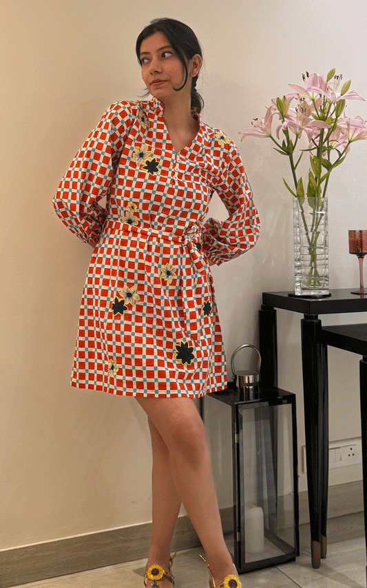 Berry Blossom check dress