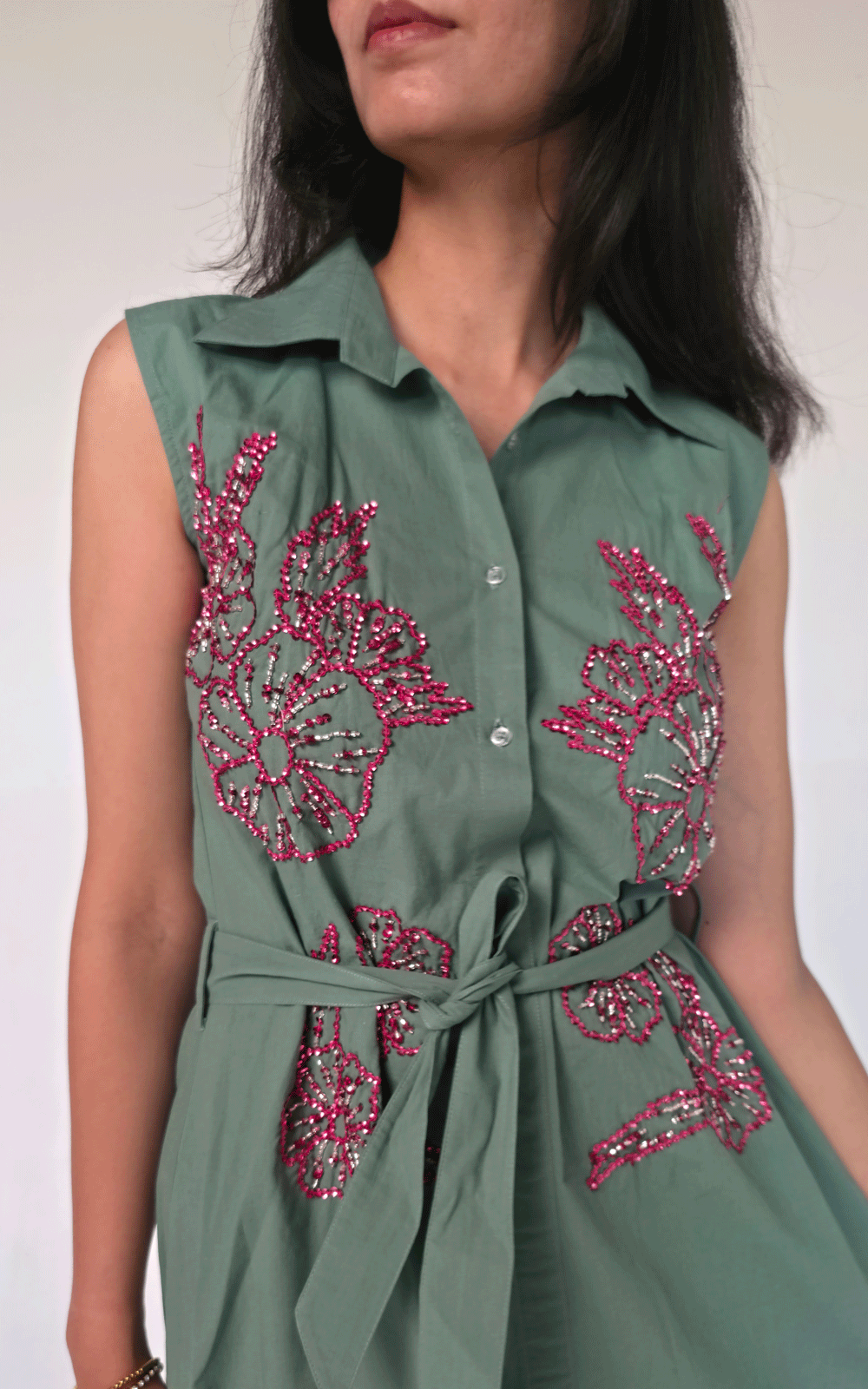 Sea green Garden Party Embroidered maxi  Dress