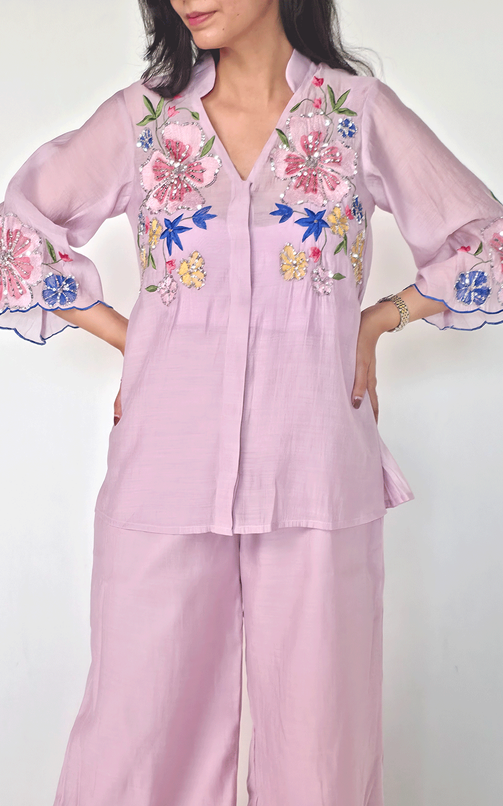 Mulchanderi embroidered cord set