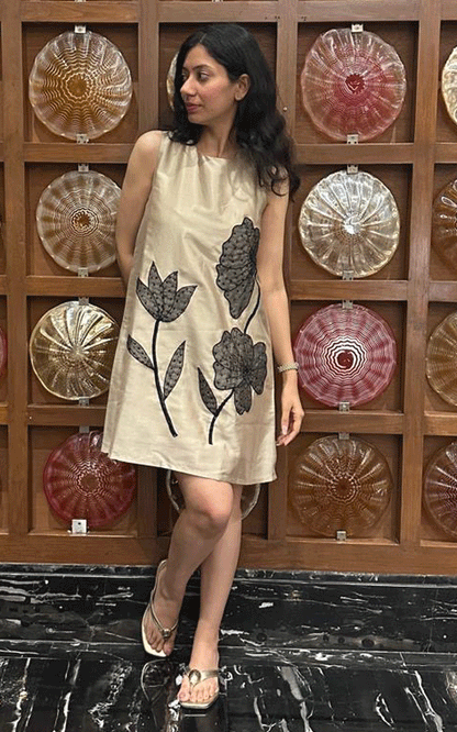 Golden Noir Shift Dress