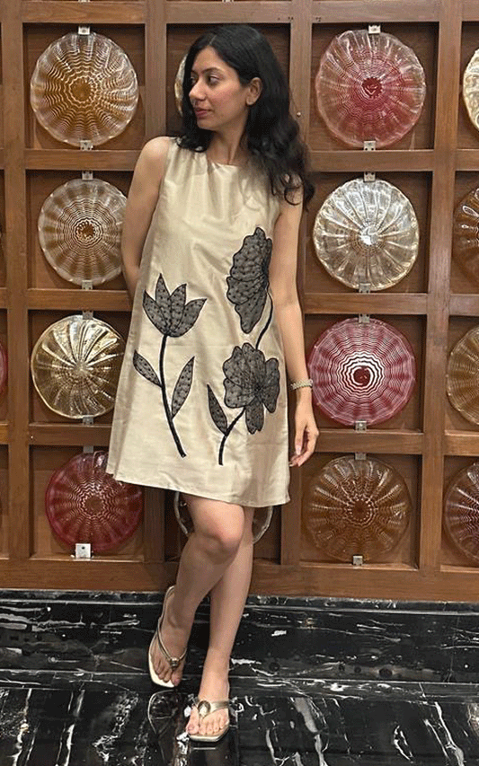 Golden Noir Shift Dress
