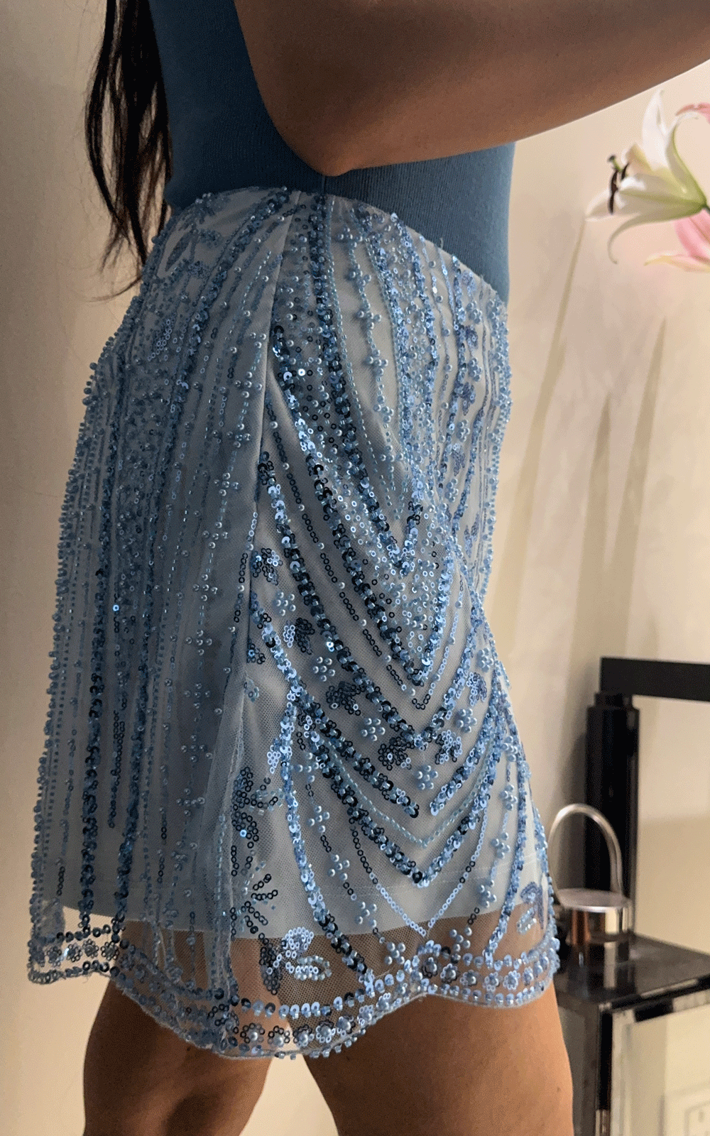 Sapphire Gleam-- embellished skirt