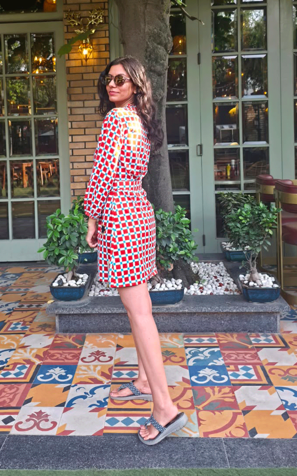 Berry Blossom check dress