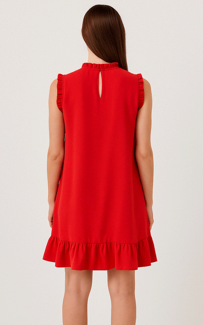 Red hot - crepe embroidered dress.