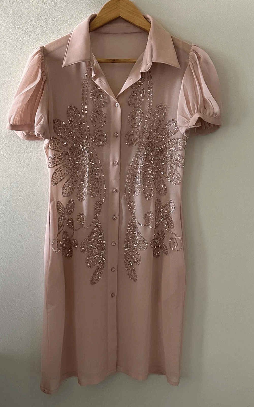 Embroidered party shirt dress