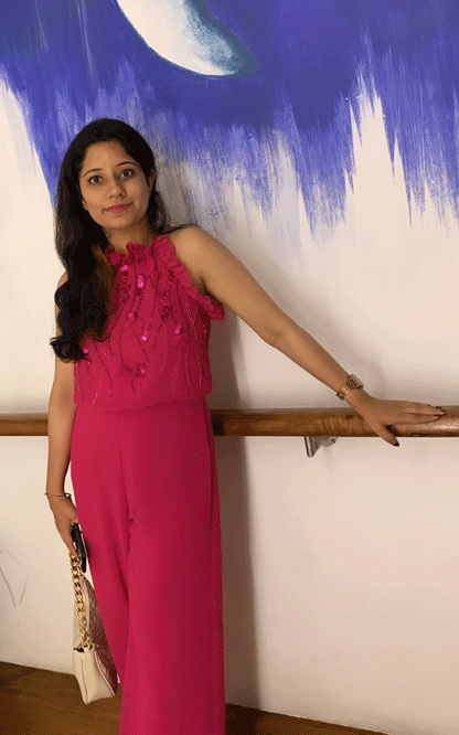 Hot pink embroidered jumpsuit