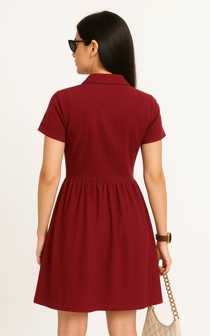 Cotton floral embroidered shirt dress