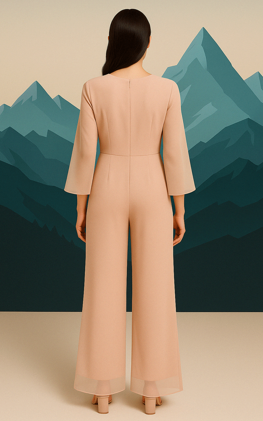 Creme floral- thread and beaded embroidered jumpsuit