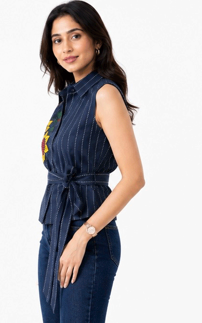 Peplum embroidered shirt