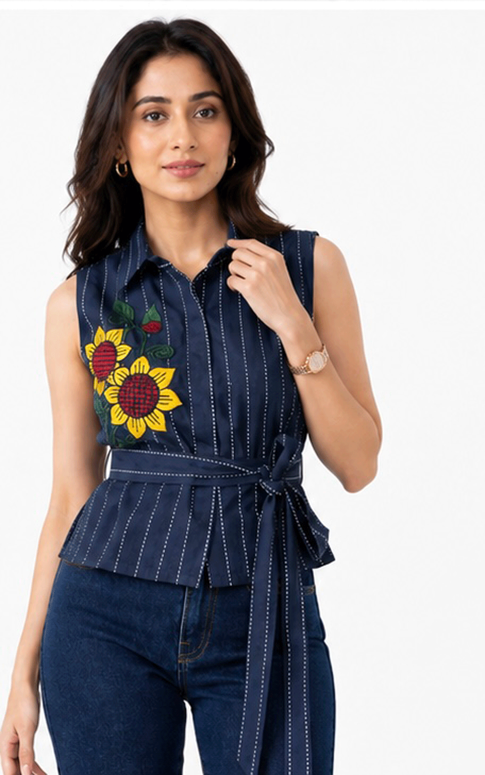 Peplum embroidered shirt