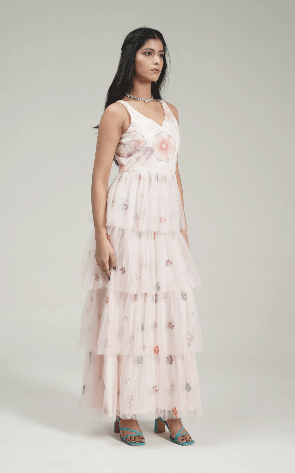 Ruffle gleam gown
