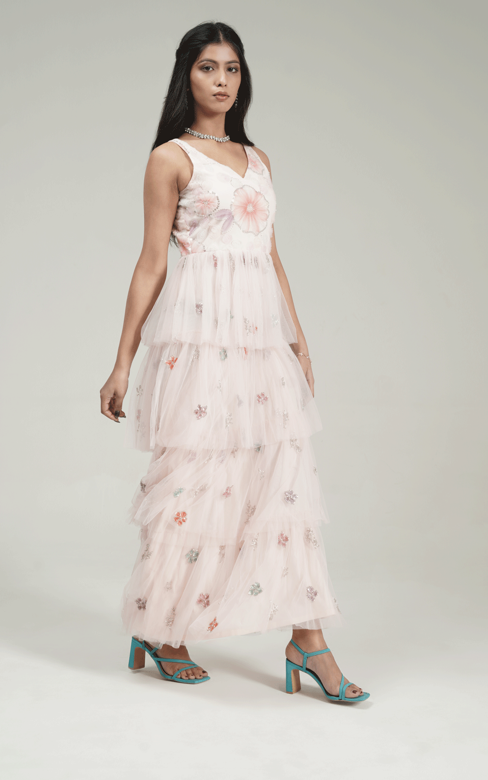 Ruffle gleam gown