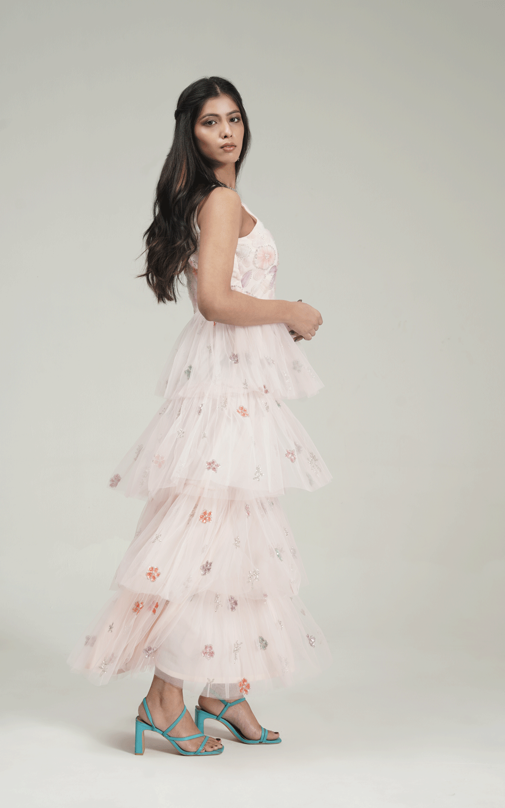 Ruffle gleam gown