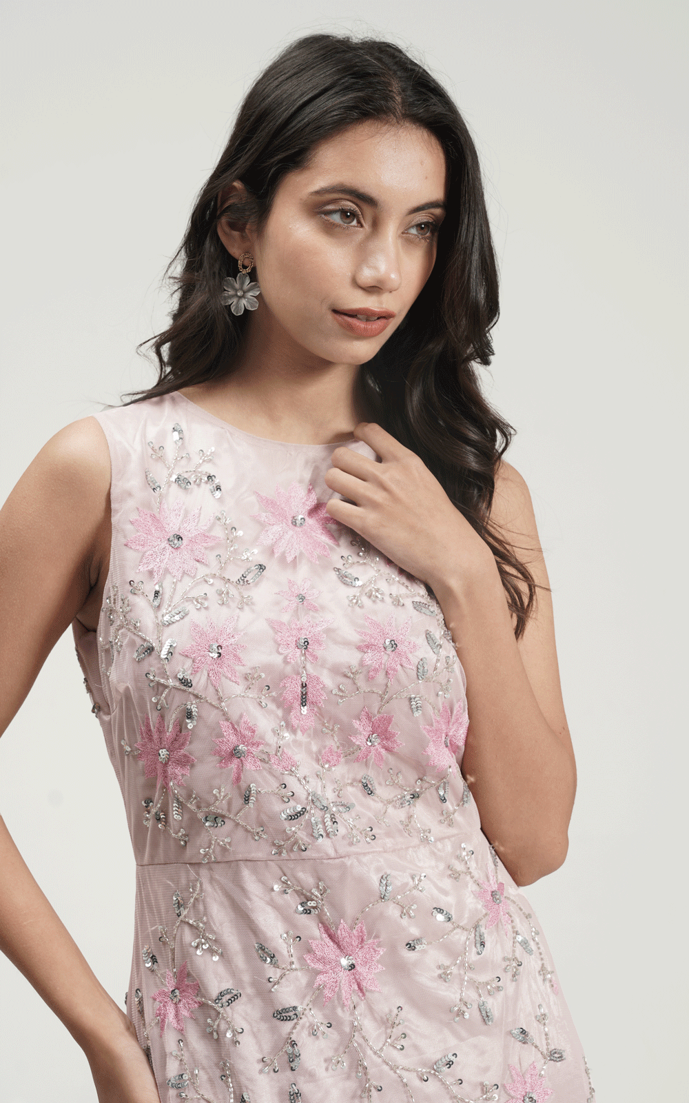 Lush rose embroidered gown