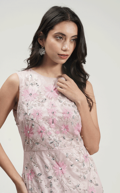 Lush rose embroidered gown