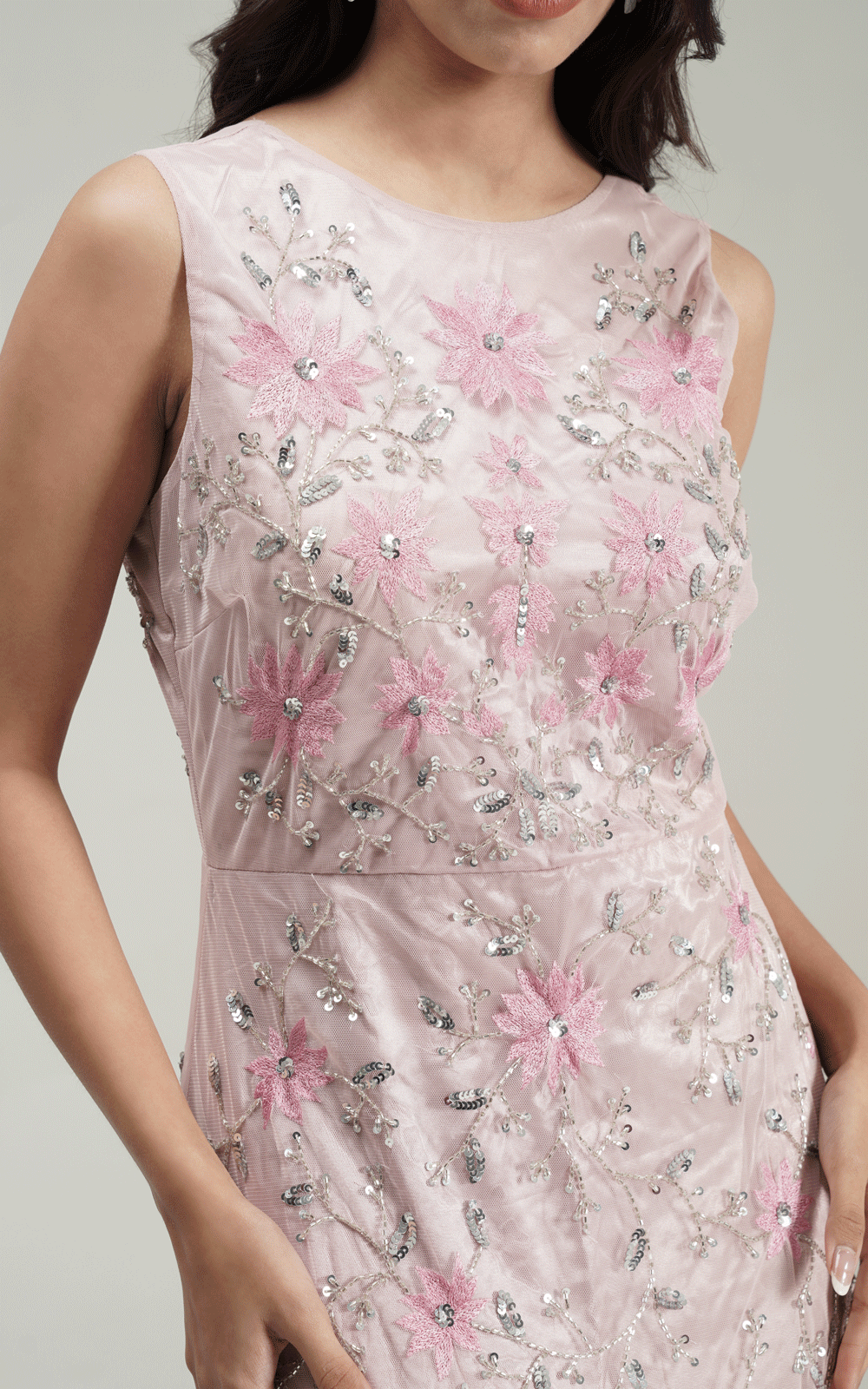 Lush rose embroidered gown