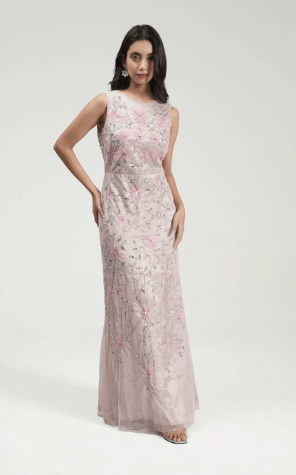 Lush rose embroidered gown