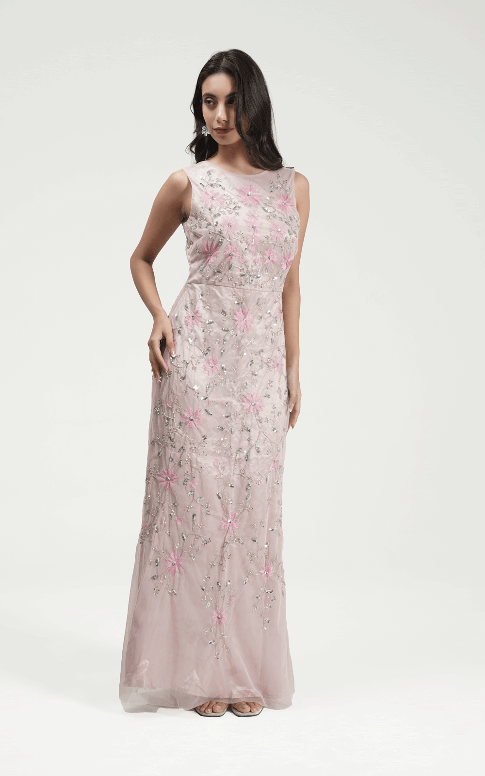 Lush rose embroidered gown