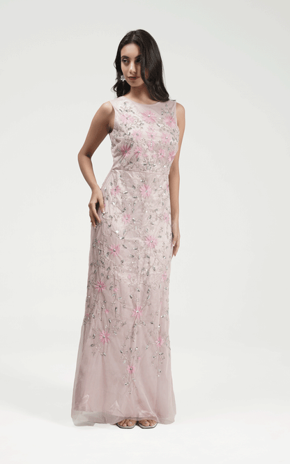 Lush rose embroidered gown