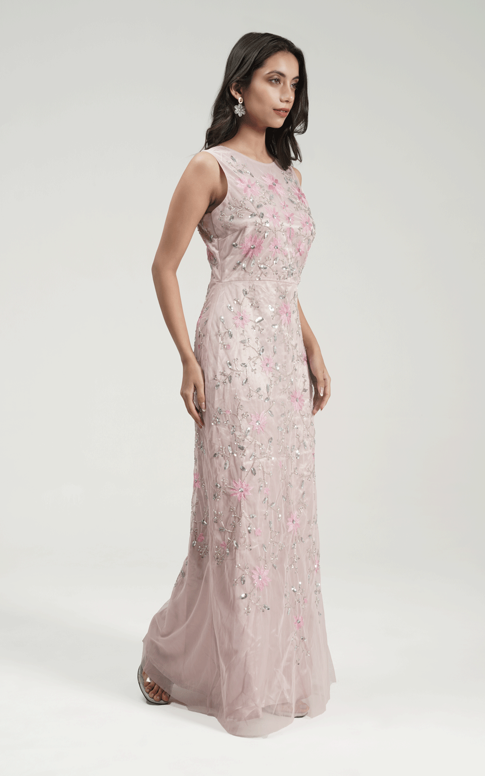 Lush rose embroidered gown